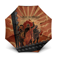 Twelve Olympians Umbrella Greek Gods Graphic With Greek Amphora Vase And Parthenon Art