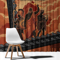 Twelve Olympians Window Curtain Greek Gods Graphic With Greek Amphora Vase And Parthenon Art