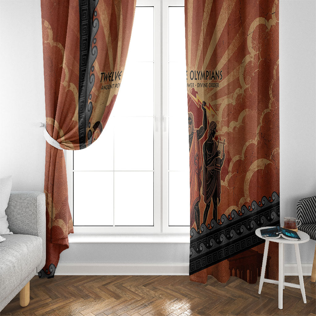 Twelve Olympians Window Curtain Greek Gods Graphic With Greek Amphora Vase And Parthenon Art
