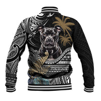 Polynesian Pitbull Baseball Jacket Polynesian Pattern And Pitbull - Wonder Print Shop