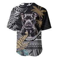 Polynesian Pitbull Baseball Jersey Polynesian Pattern And Pitbull - Wonder Print Shop