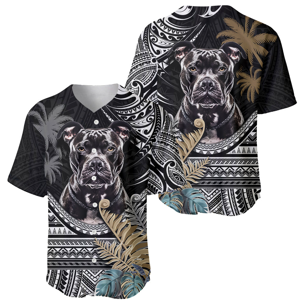Polynesian Pitbull Baseball Jersey Polynesian Pattern And Pitbull - Wonder Print Shop