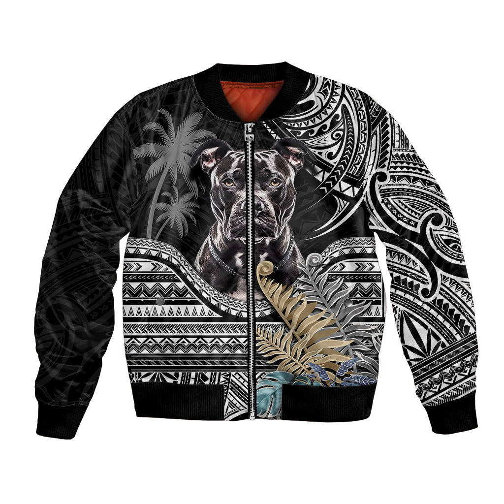 Polynesian Pitbull Bomber Jacket Polynesian Pattern And Pitbull - Wonder Print Shop