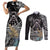 Polynesian Pitbull Couples Matching Short Sleeve Bodycon Dress and Long Sleeve Button Shirts Polynesian Pattern And Pitbull - Wonder Print Shop