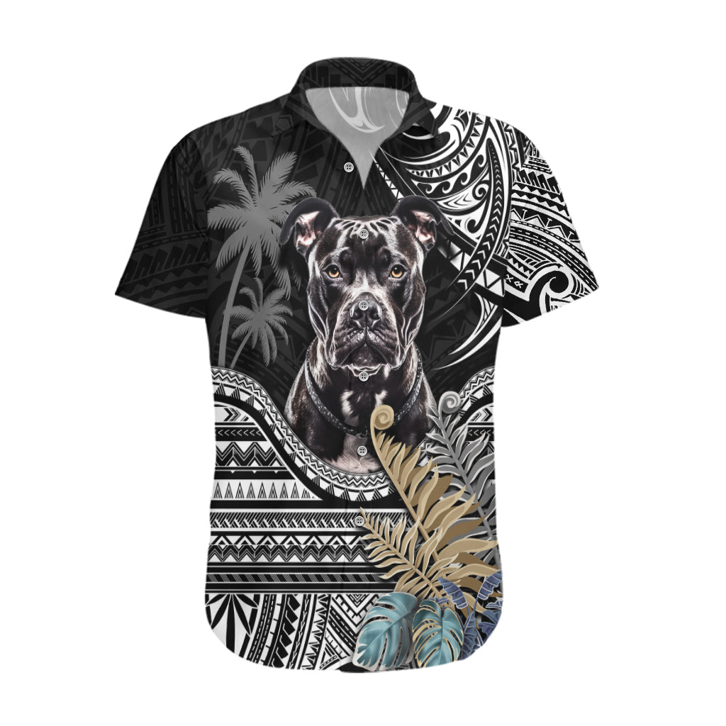 Polynesian Pitbull Hawaiian Shirt Polynesian Pattern And Pitbull - Wonder Print Shop