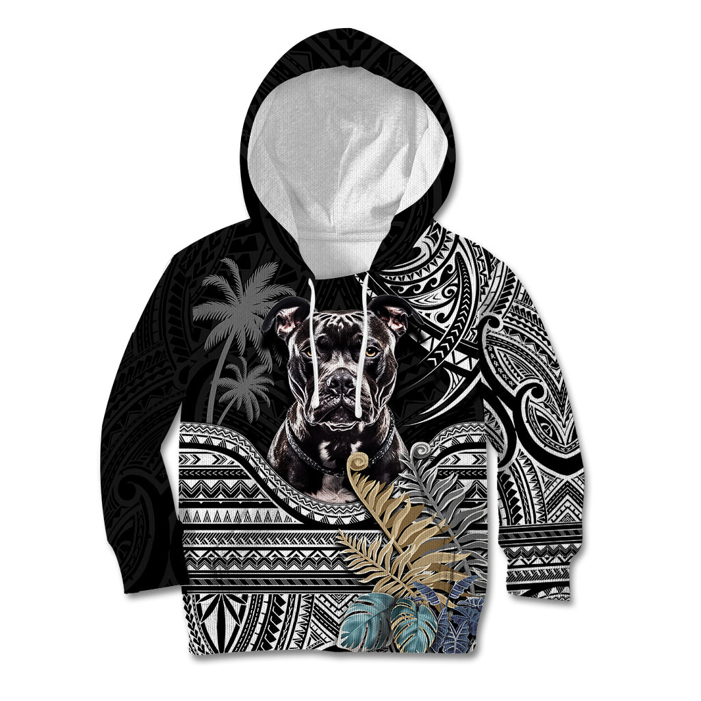 Polynesian Pitbull Kid Hoodie Polynesian Pattern And Pitbull - Wonder Print Shop