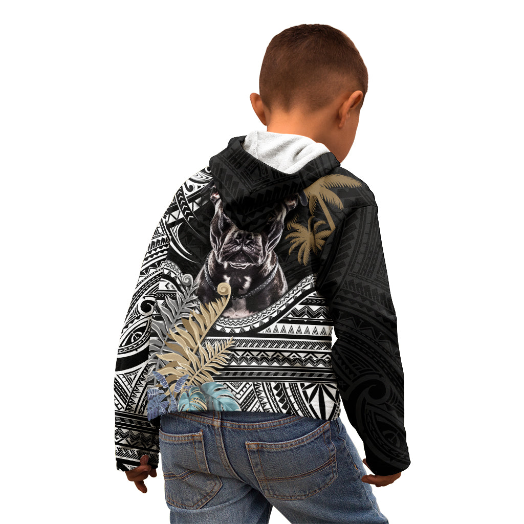 Polynesian Pitbull Kid Hoodie Polynesian Pattern And Pitbull - Wonder Print Shop