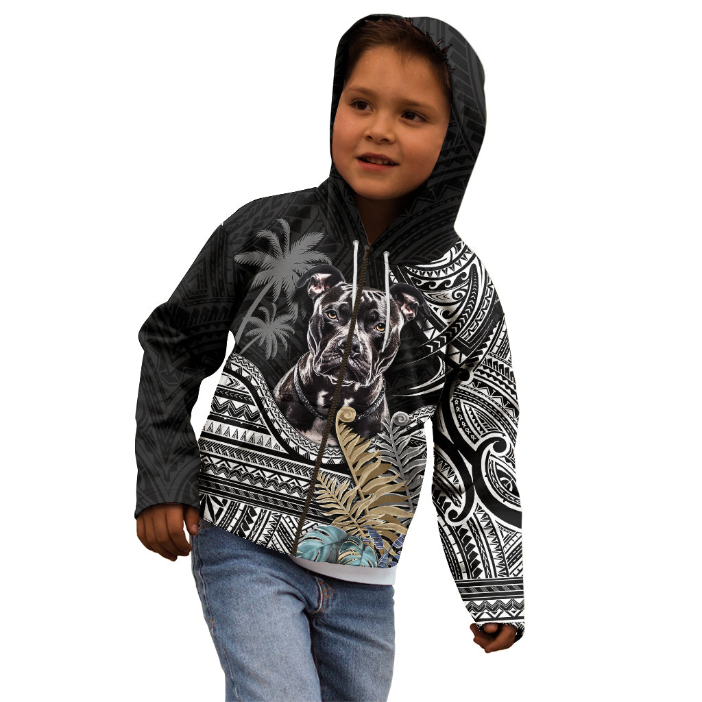 Polynesian Pitbull Kid Hoodie Polynesian Pattern And Pitbull - Wonder Print Shop