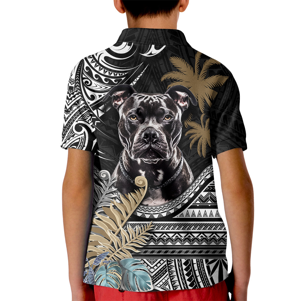 Polynesian Pitbull Kid Polo Shirt Polynesian Pattern And Pitbull - Wonder Print Shop