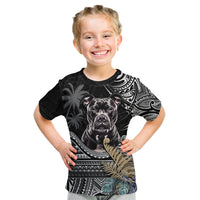 Polynesian Pitbull Kid T Shirt Polynesian Pattern And Pitbull - Wonder Print Shop