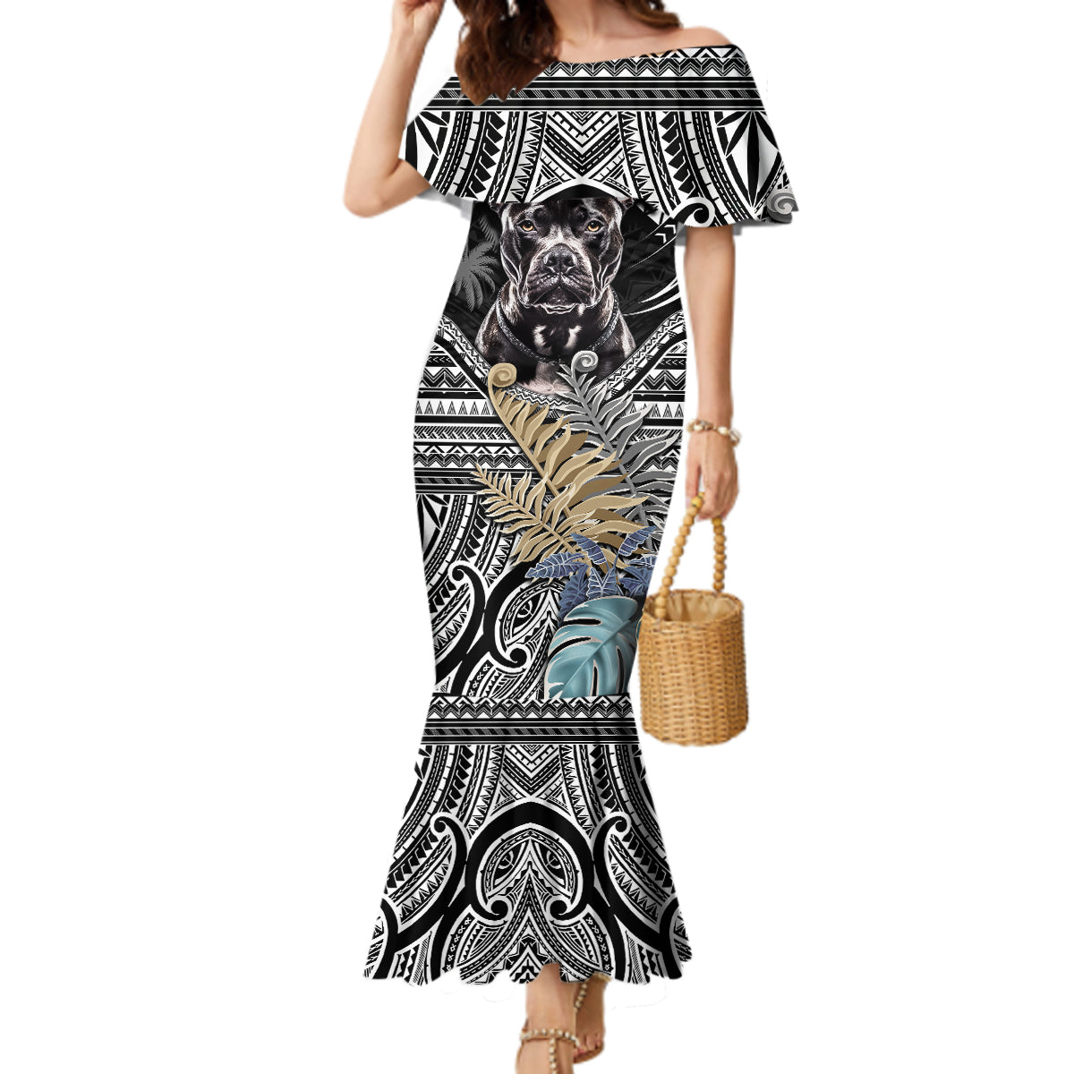 Polynesian Pitbull Mermaid Dress Polynesian Pattern And Pitbull - Wonder Print Shop