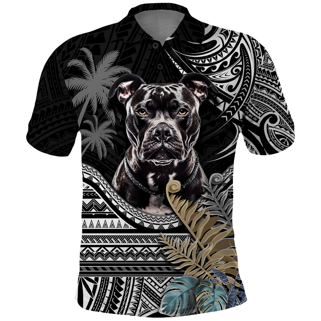 Polynesian Pitbull Polo Shirt Polynesian Pattern And Pitbull - Wonder Print Shop