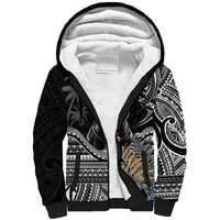 Polynesian Pitbull Sherpa Hoodie Polynesian Pattern And Pitbull - Wonder Print Shop