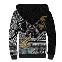 Polynesian Pitbull Sherpa Hoodie Polynesian Pattern And Pitbull - Wonder Print Shop