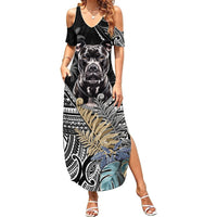 Polynesian Pitbull Summer Maxi Dress Polynesian Pattern And Pitbull - Wonder Print Shop