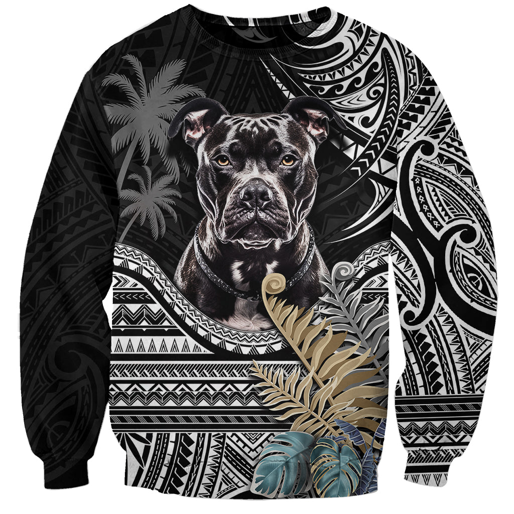 Polynesian Pitbull Sweatshirt Polynesian Pattern And Pitbull - Wonder Print Shop