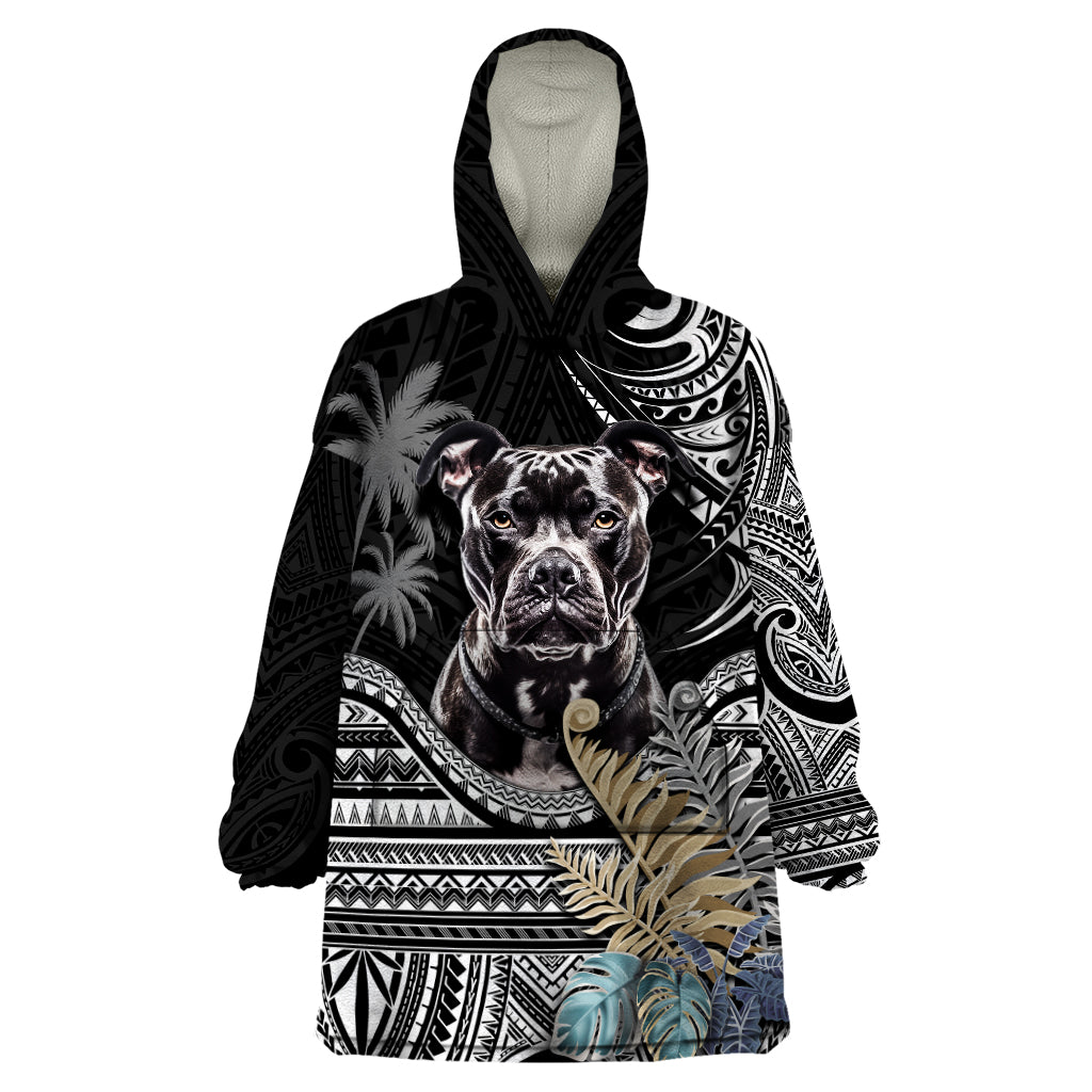 Polynesian Pitbull Wearable Blanket Hoodie Polynesian Pattern And Pitbull - Wonder Print Shop