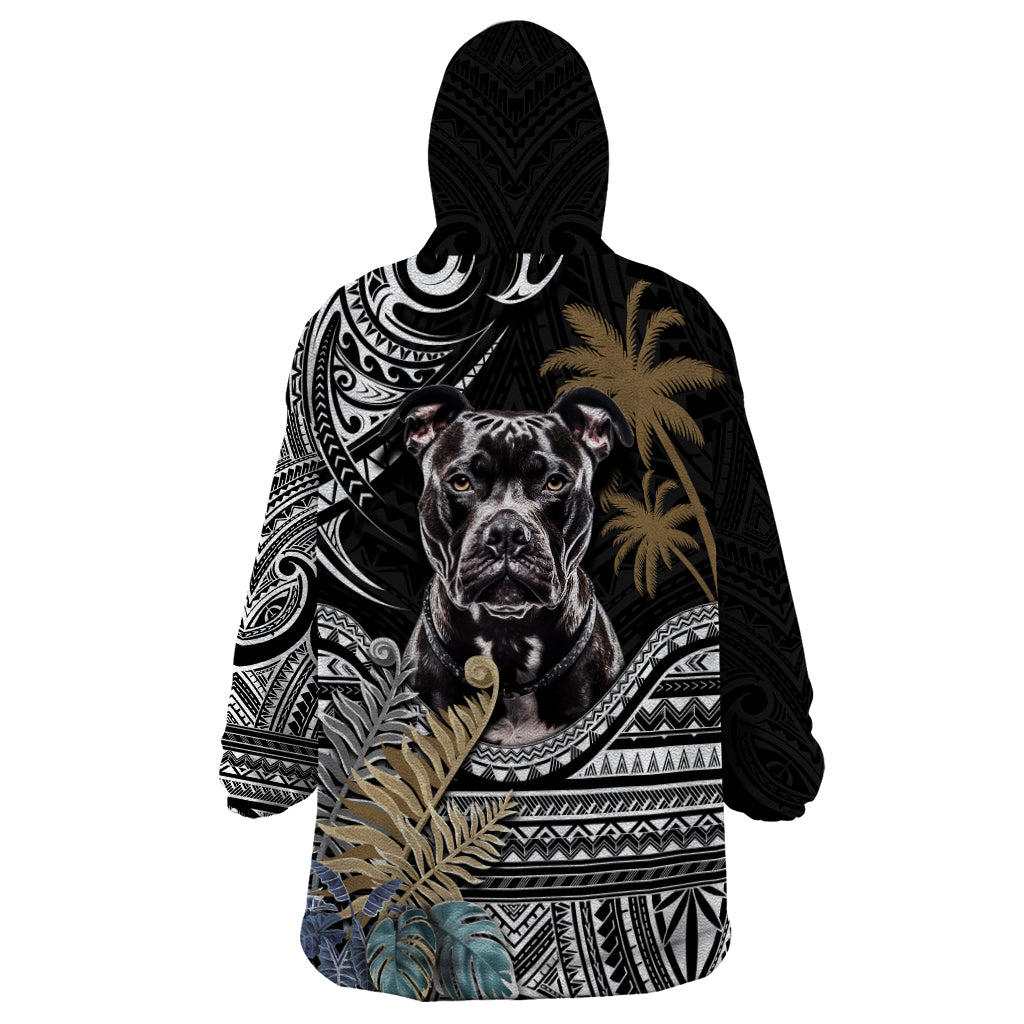 Polynesian Pitbull Wearable Blanket Hoodie Polynesian Pattern And Pitbull - Wonder Print Shop