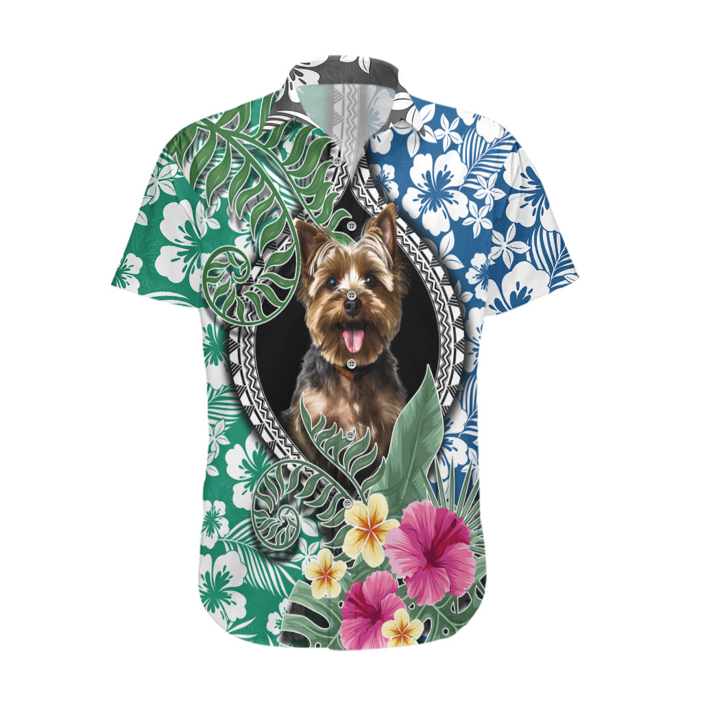 Polynesian Yorkshire Terrier Hawaiian Shirt Polynesian Pattern And Yorkshire Terrier - Wonder Print Shop