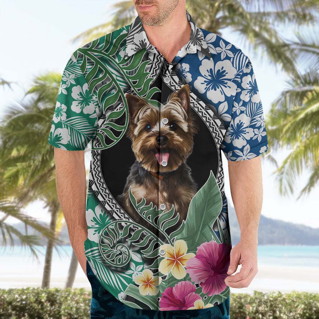Polynesian Yorkshire Terrier Hawaiian Shirt Polynesian Pattern And Yorkshire Terrier - Wonder Print Shop