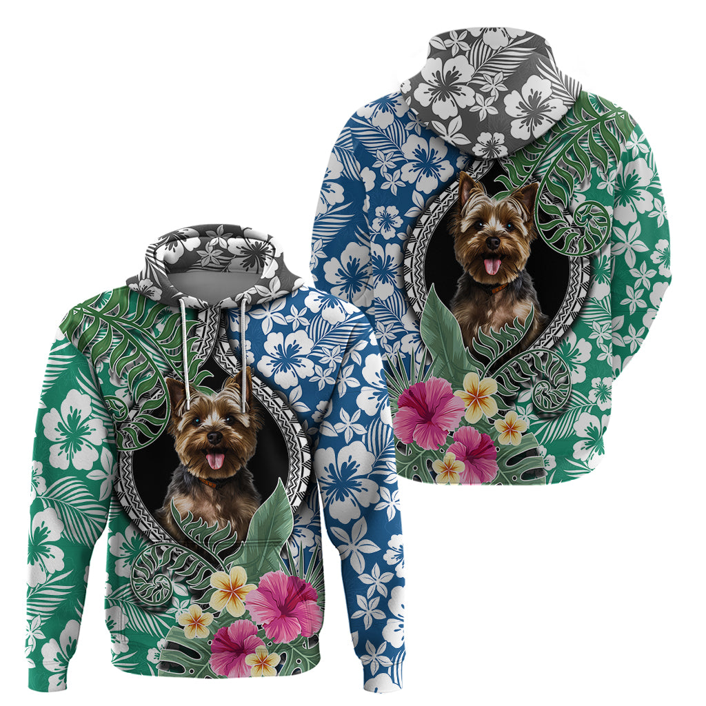 Polynesian Yorkshire Terrier Hoodie Polynesian Pattern And Yorkshire Terrier - Wonder Print Shop
