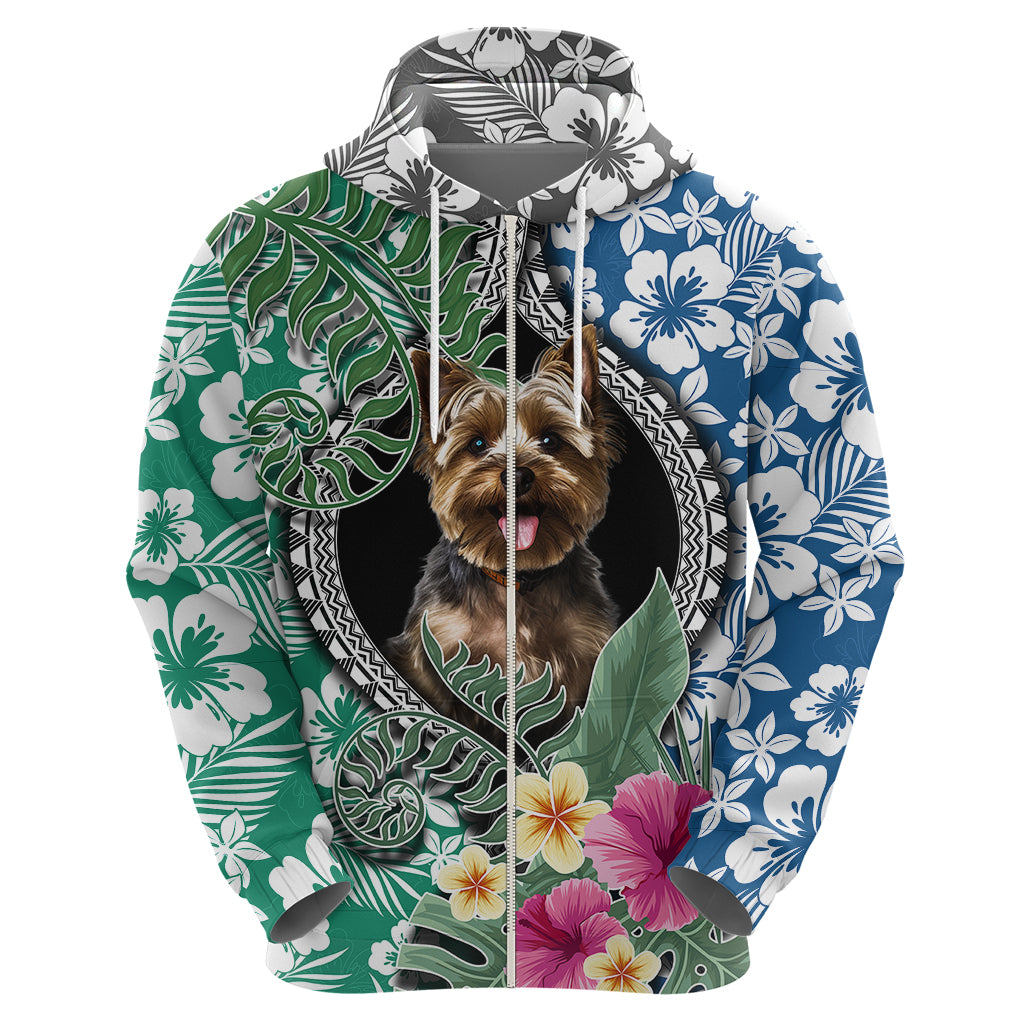 Polynesian Yorkshire Terrier Hoodie Polynesian Pattern And Yorkshire Terrier - Wonder Print Shop