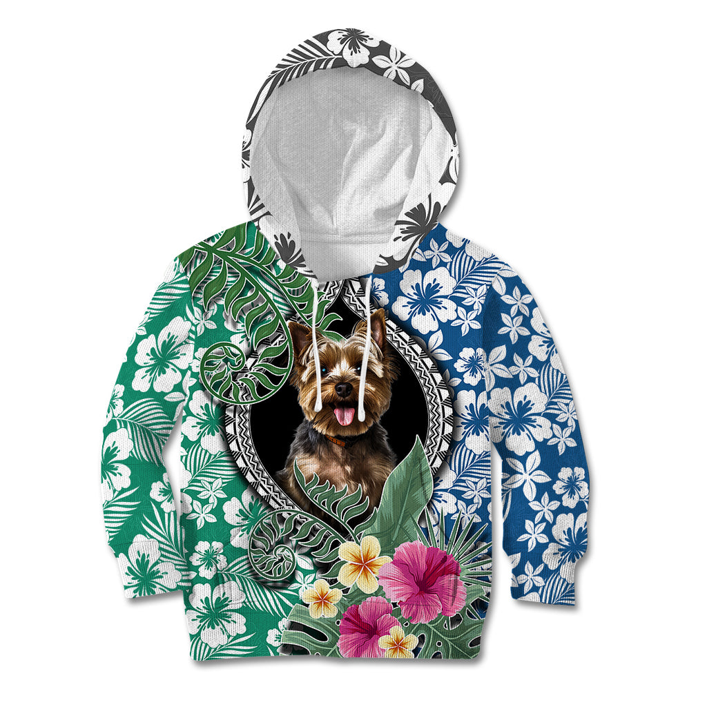 Polynesian Yorkshire Terrier Kid Hoodie Polynesian Pattern And Yorkshire Terrier - Wonder Print Shop