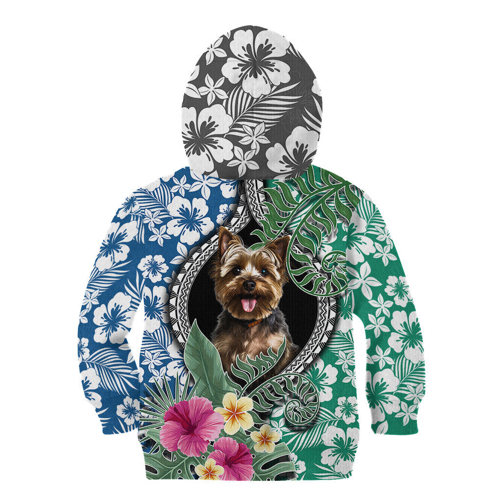 Polynesian Yorkshire Terrier Kid Hoodie Polynesian Pattern And Yorkshire Terrier - Wonder Print Shop