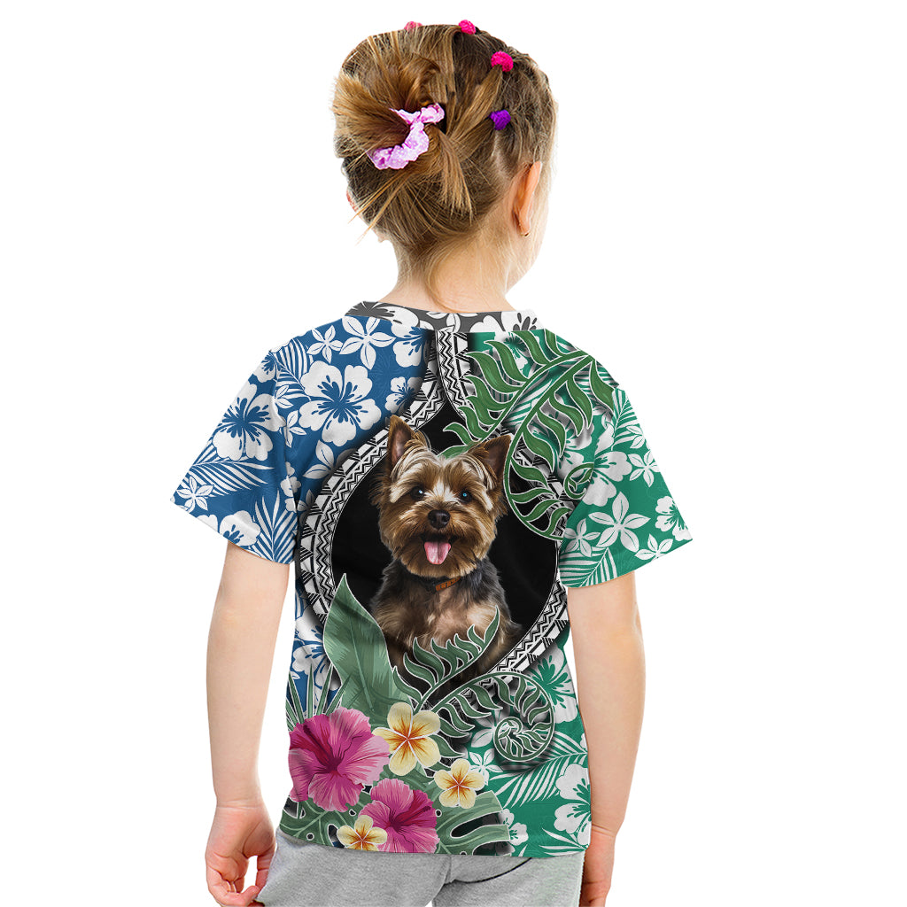 Polynesian Yorkshire Terrier Kid T Shirt Polynesian Pattern And Yorkshire Terrier - Wonder Print Shop