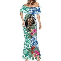 Polynesian Yorkshire Terrier Mermaid Dress Polynesian Pattern And Yorkshire Terrier - Wonder Print Shop