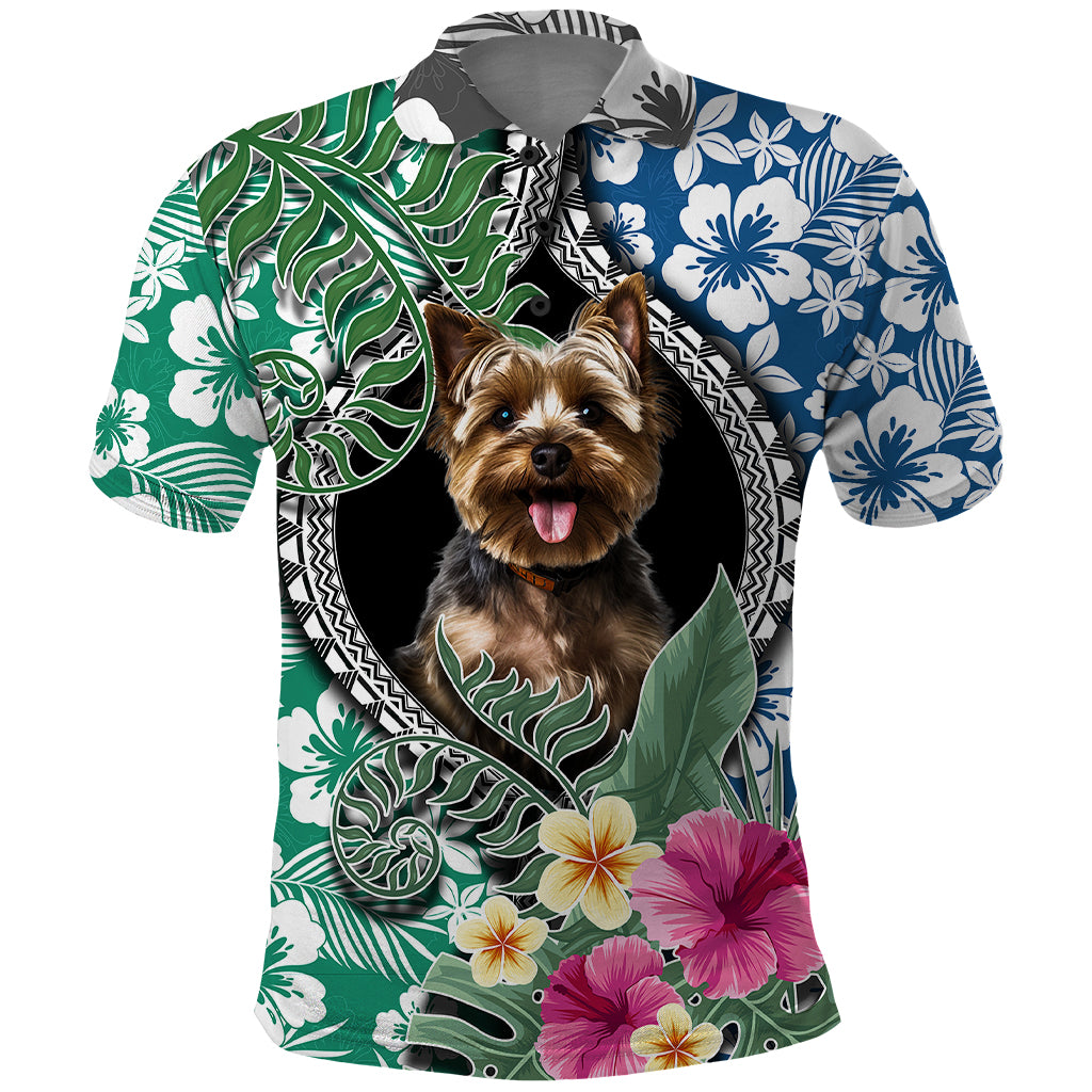 Polynesian Yorkshire Terrier Polo Shirt Polynesian Pattern And Yorkshire Terrier - Wonder Print Shop