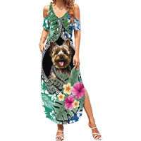 Polynesian Yorkshire Terrier Summer Maxi Dress Polynesian Pattern And Yorkshire Terrier - Wonder Print Shop