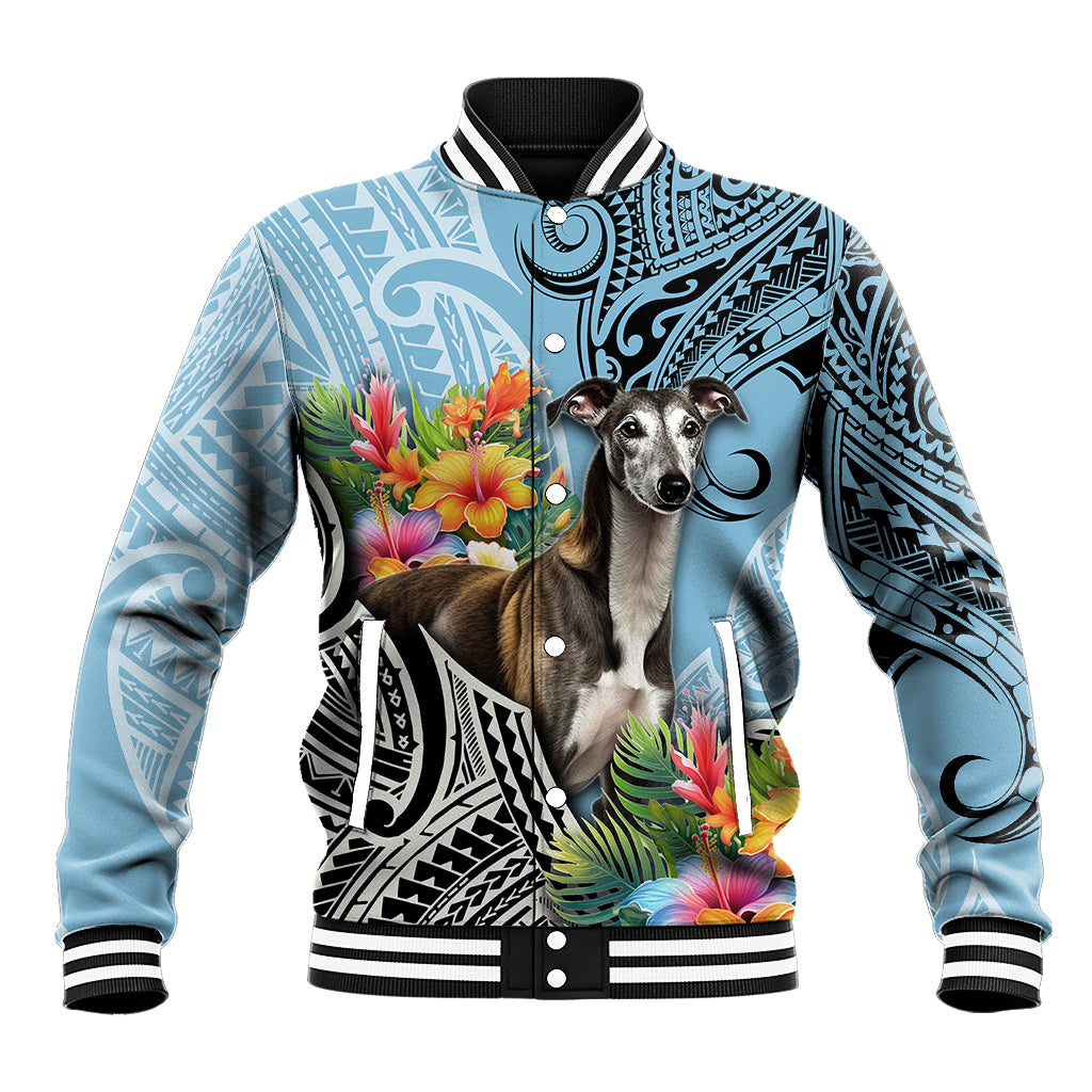 Polynesian Greyhound Baseball Jacket Polynesian Pattern And Greyhound - Wonder Print Shop
