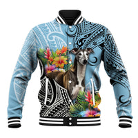 Polynesian Greyhound Baseball Jacket Polynesian Pattern And Greyhound - Wonder Print Shop