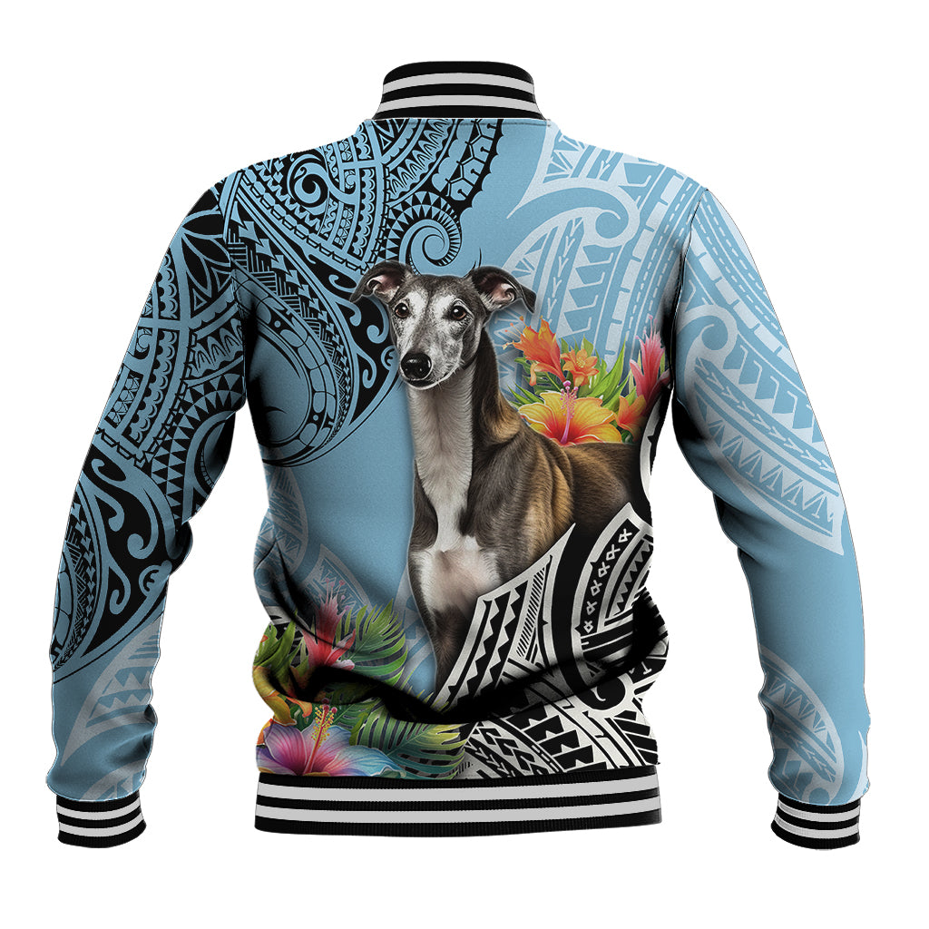 Polynesian Greyhound Baseball Jacket Polynesian Pattern And Greyhound - Wonder Print Shop