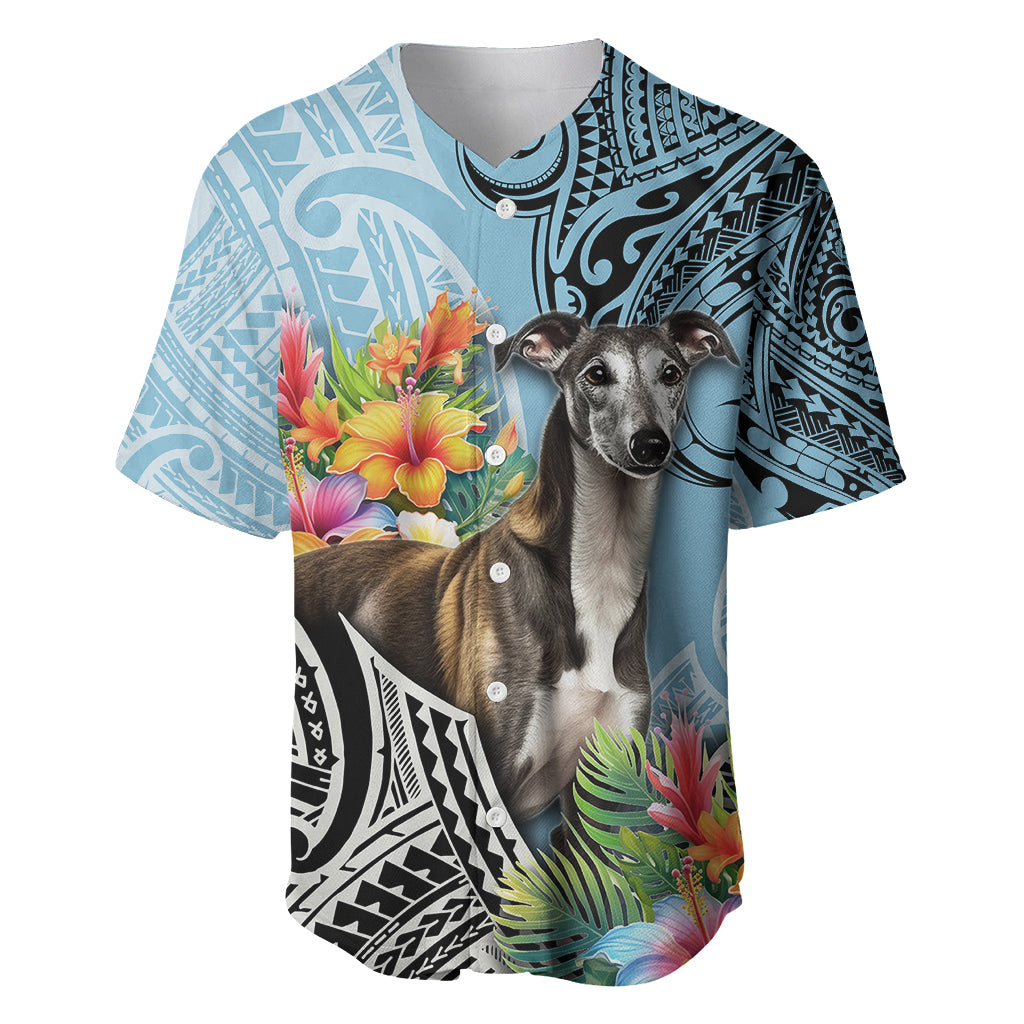 Polynesian Greyhound Baseball Jersey Polynesian Pattern And Greyhound - Wonder Print Shop
