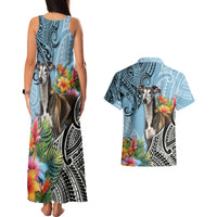 Polynesian Greyhound Couples Matching Tank Maxi Dress and Hawaiian Shirt Polynesian Pattern And Greyhound - Wonder Print Shop