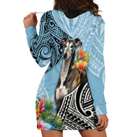 Polynesian Greyhound Hoodie Dress Polynesian Pattern And Greyhound - Wonder Print Shop