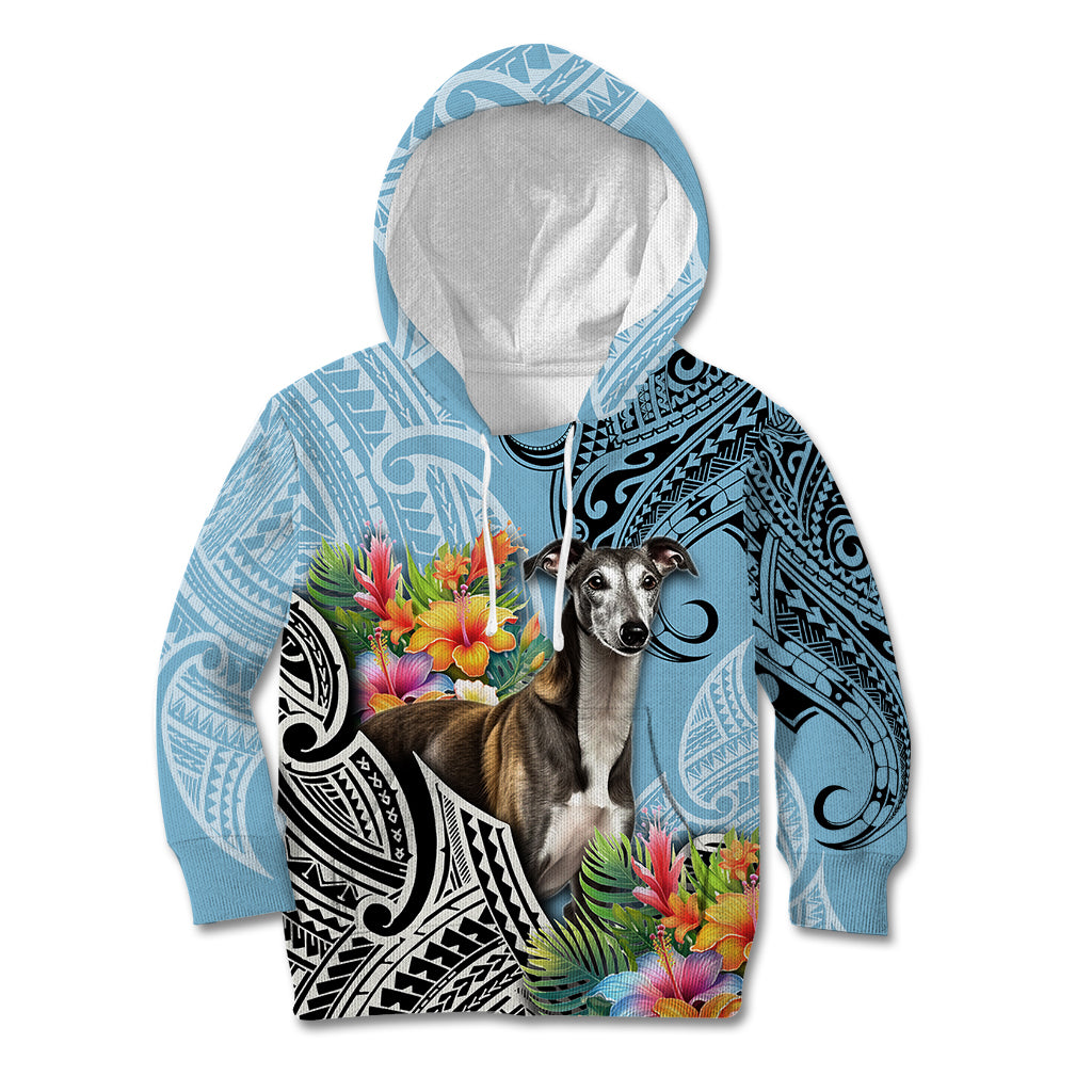 Polynesian Greyhound Kid Hoodie Polynesian Pattern And Greyhound - Wonder Print Shop