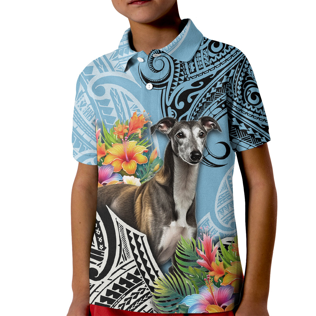 Polynesian Greyhound Kid Polo Shirt Polynesian Pattern And Greyhound - Wonder Print Shop