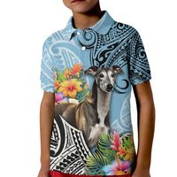 Polynesian Greyhound Kid Polo Shirt Polynesian Pattern And Greyhound - Wonder Print Shop