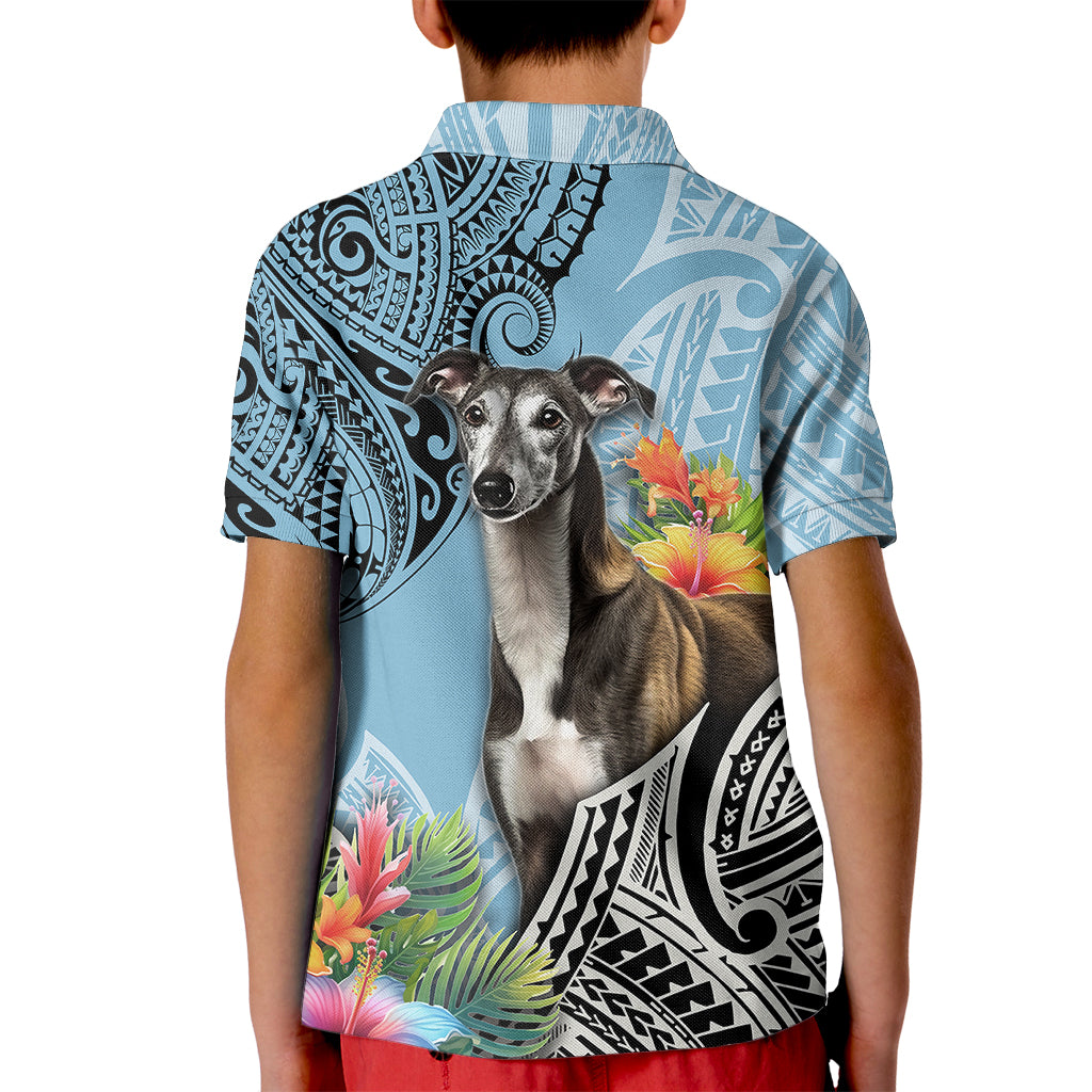 Polynesian Greyhound Kid Polo Shirt Polynesian Pattern And Greyhound - Wonder Print Shop