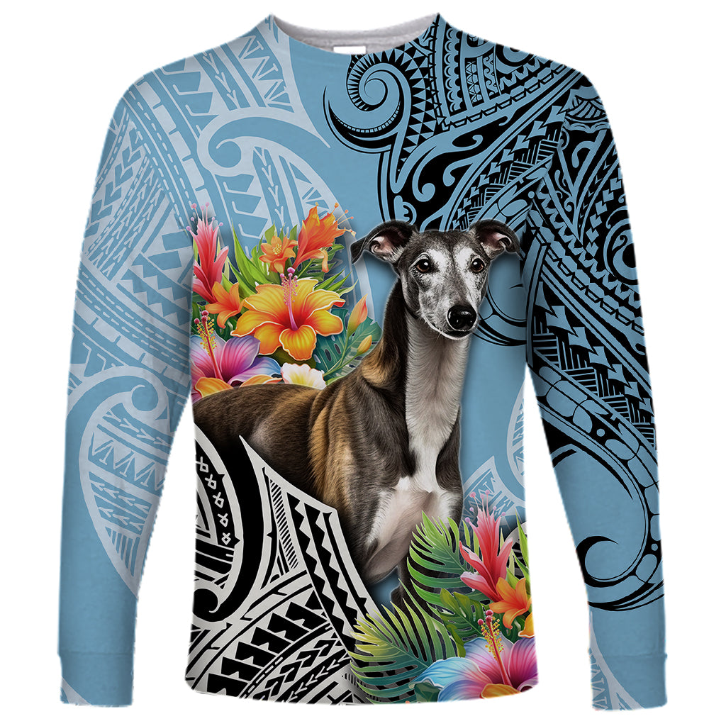 Polynesian Greyhound Long Sleeve Shirt Polynesian Pattern And Greyhound - Wonder Print Shop