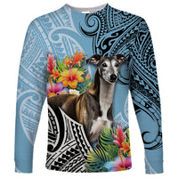 Polynesian Greyhound Long Sleeve Shirt Polynesian Pattern And Greyhound - Wonder Print Shop