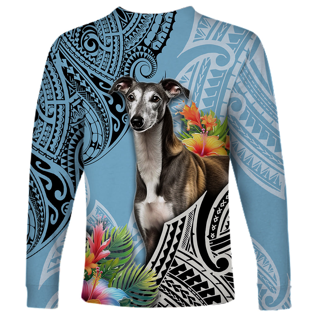 Polynesian Greyhound Long Sleeve Shirt Polynesian Pattern And Greyhound - Wonder Print Shop