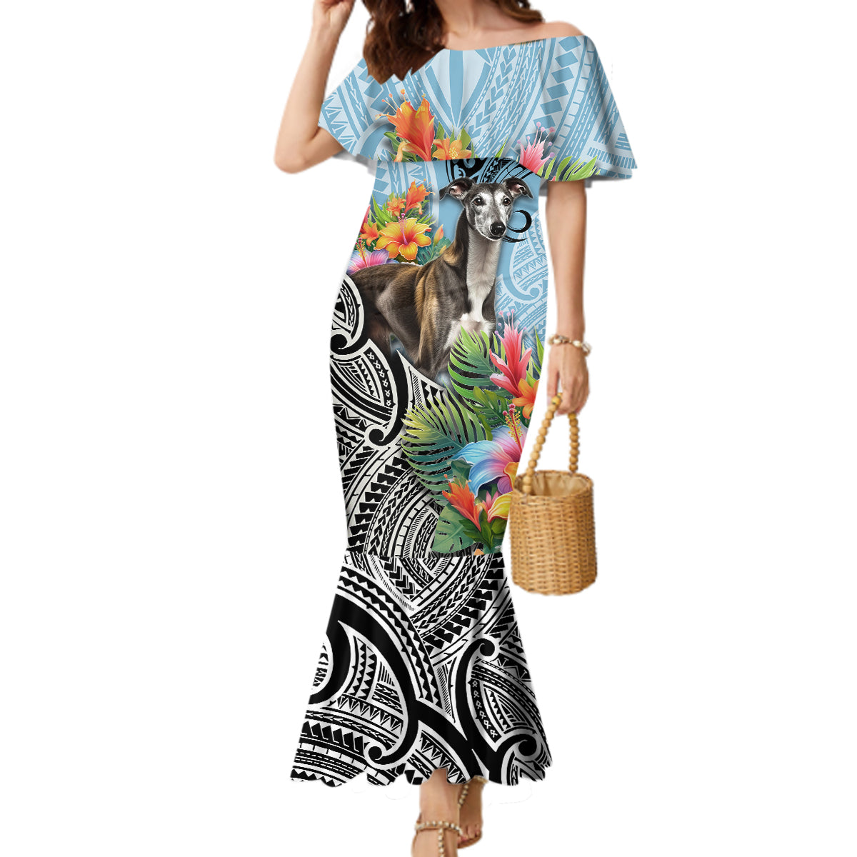 Polynesian Greyhound Mermaid Dress Polynesian Pattern And Greyhound - Wonder Print Shop