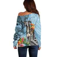 Polynesian Greyhound Off Shoulder Sweater Polynesian Pattern And Greyhound - Wonder Print Shop