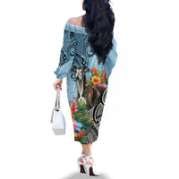 Polynesian Greyhound Off The Shoulder Long Sleeve Dress Polynesian Pattern And Greyhound - Wonder Print Shop