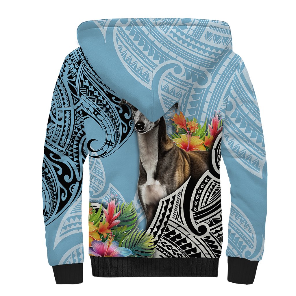 Polynesian Greyhound Sherpa Hoodie Polynesian Pattern And Greyhound - Wonder Print Shop