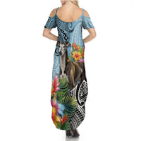 Polynesian Greyhound Summer Maxi Dress Polynesian Pattern And Greyhound - Wonder Print Shop